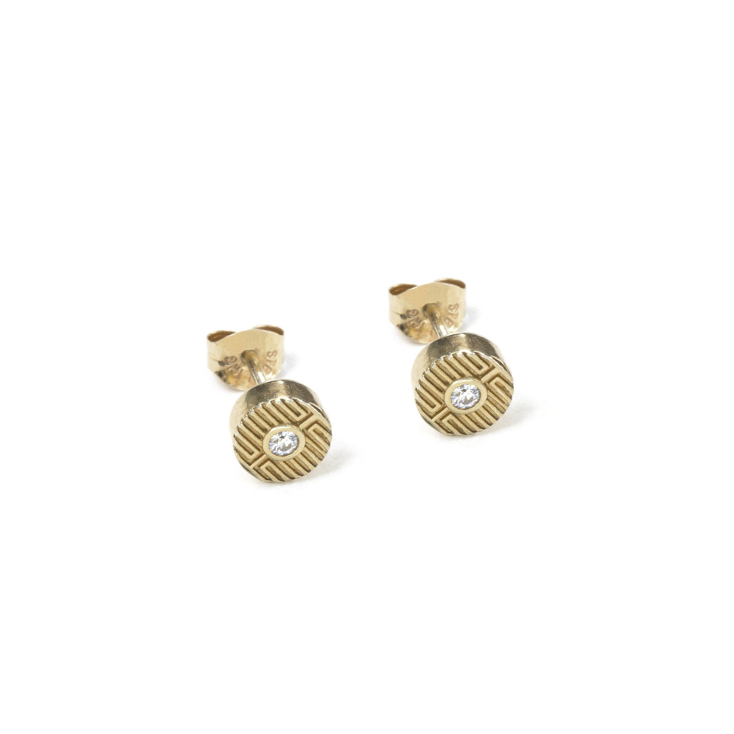 Greek Key Moissanite Stud Earrings