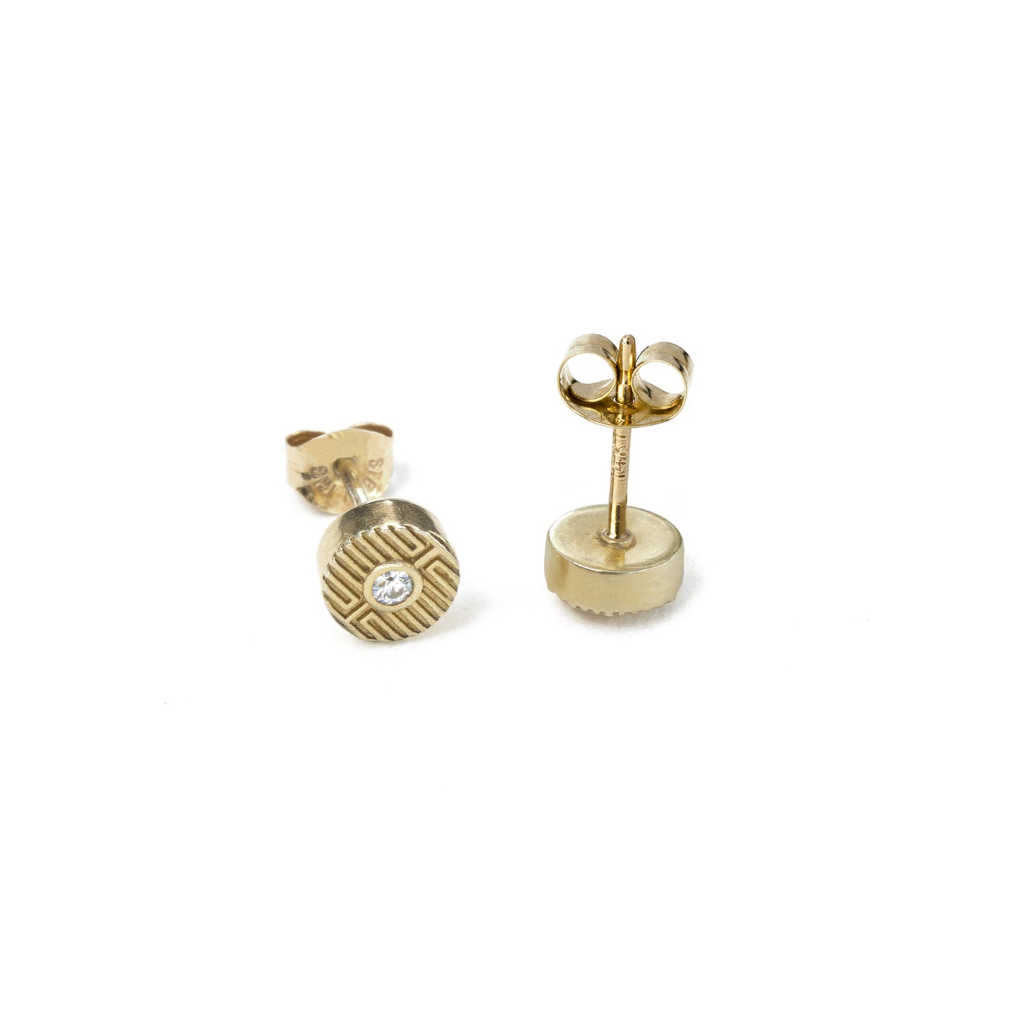 Greek Key Moissanite Stud Earrings