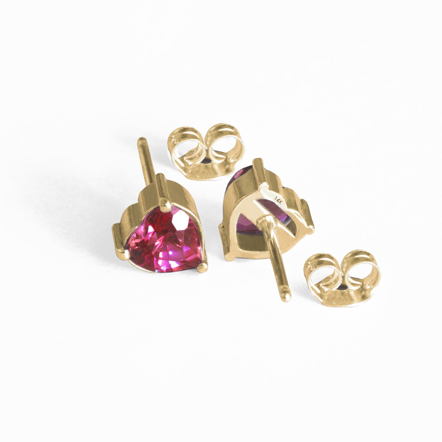 Ruby Gold Earrings - Heart Earrings