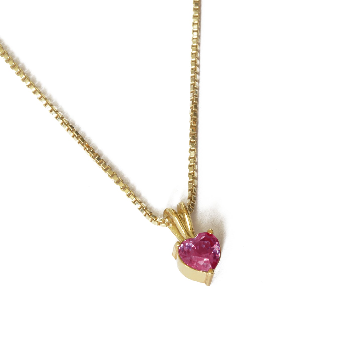 Ruby Gold Necklace - Dainty Heart Necklace