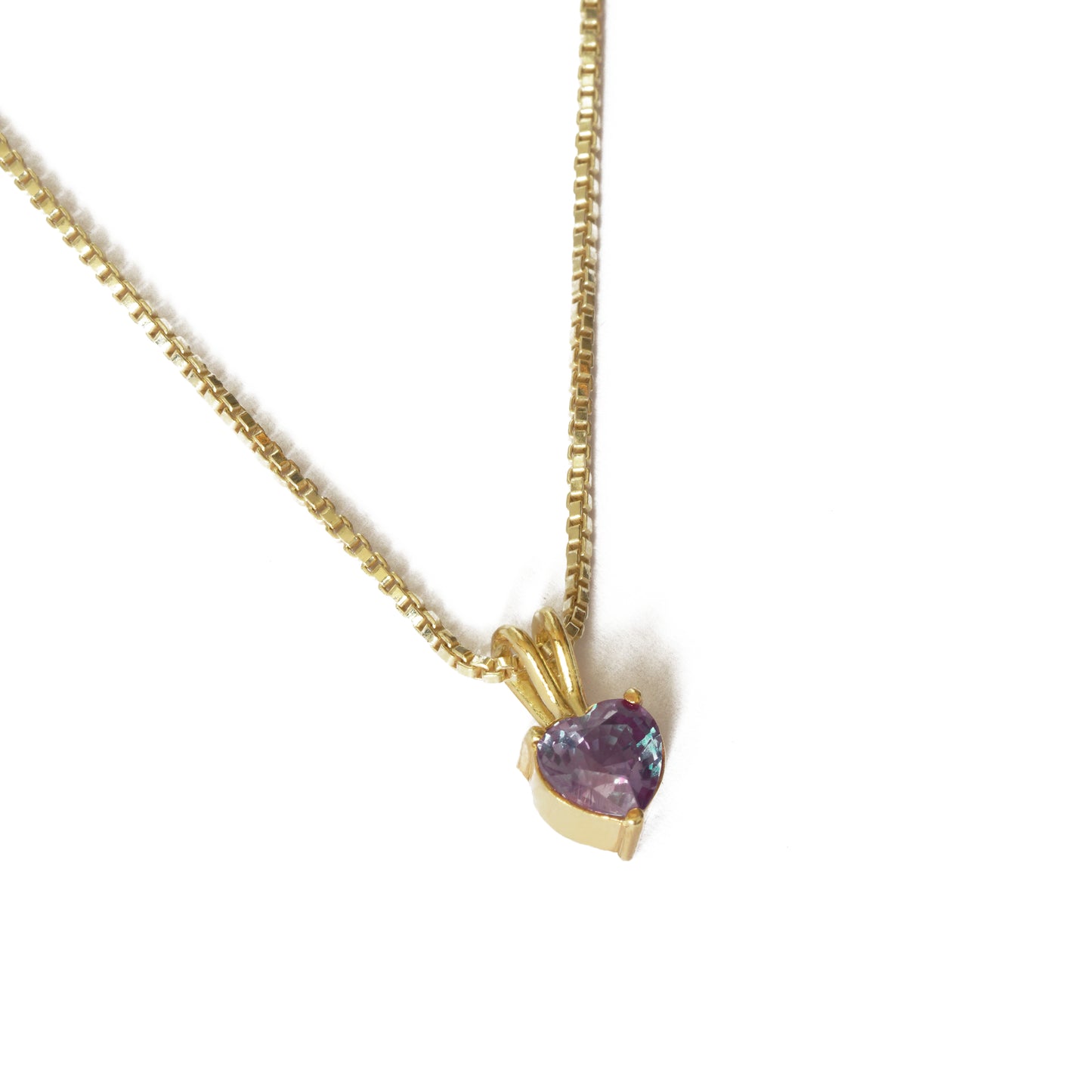 Alexandrite Gold Necklace - Dainty Heart Necklace
