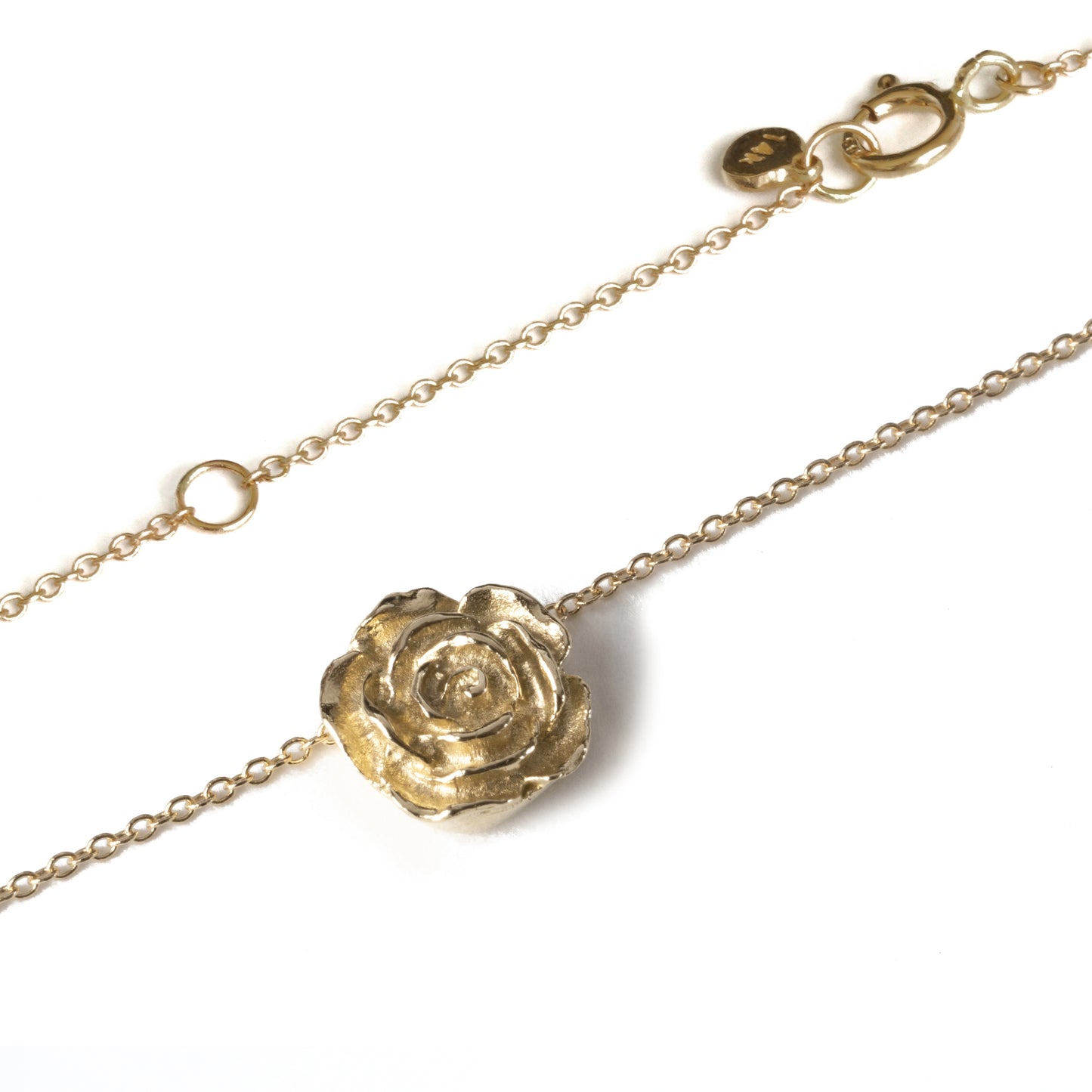 Solid Gold Mini Rose Necklace