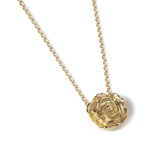 Solid Gold Mini Rose Necklace 18"