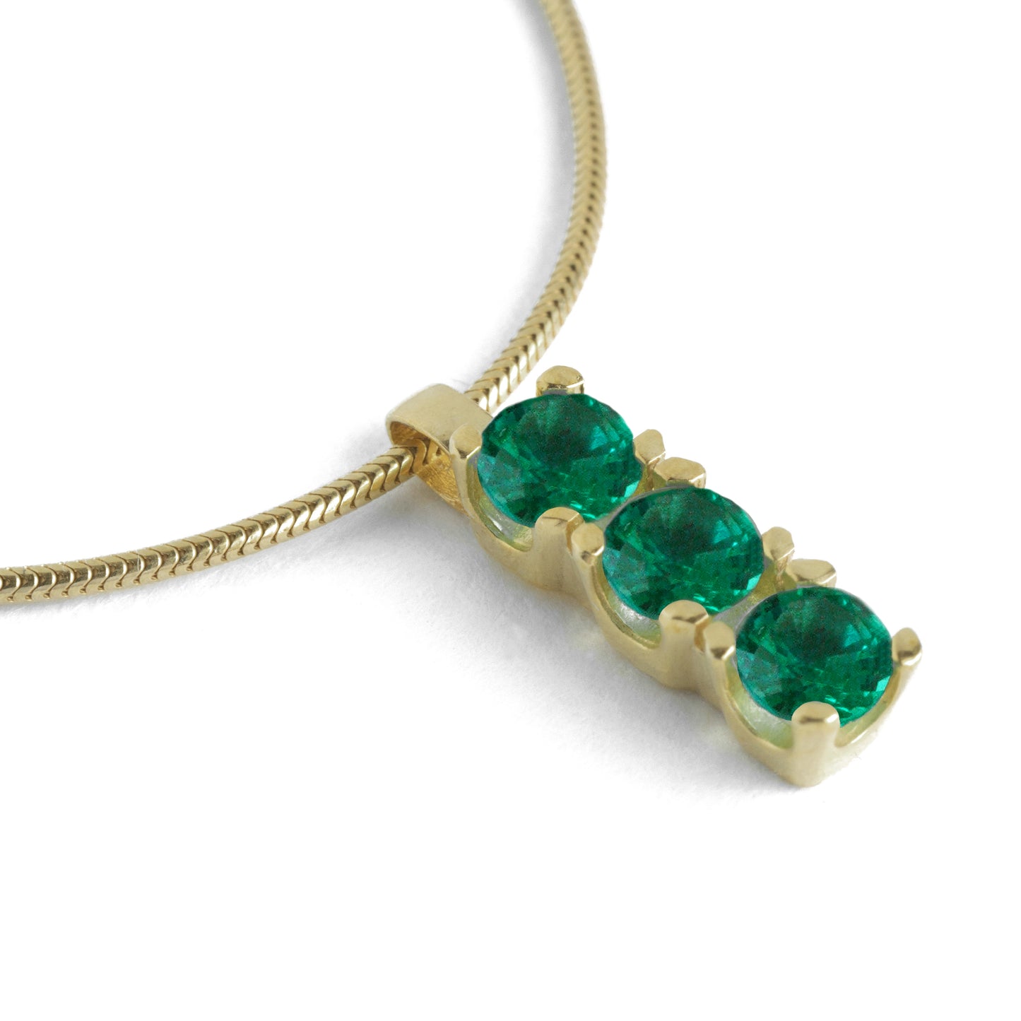 Triple Emerald Vertical Necklace