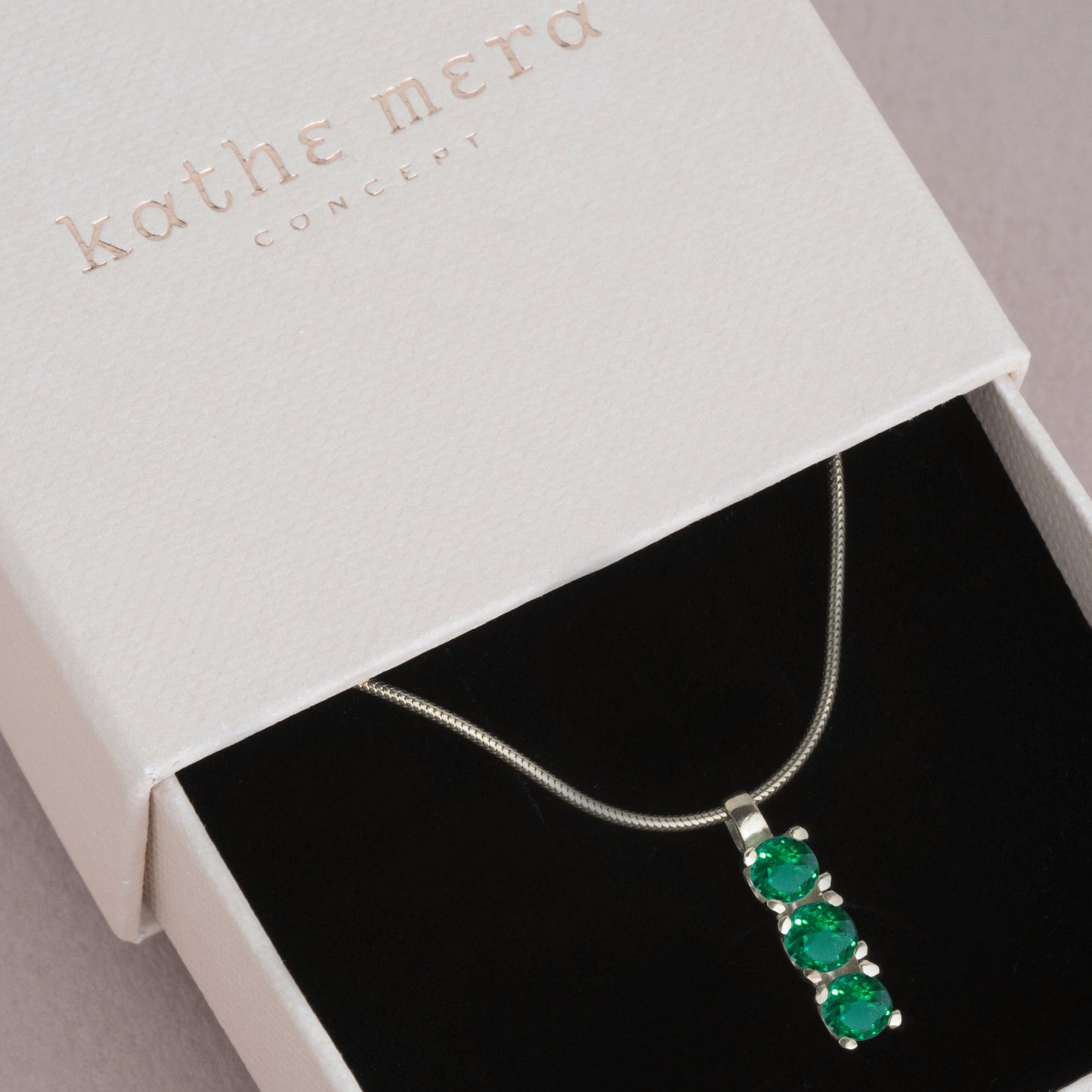 Vertical Triple Emerald Necklace