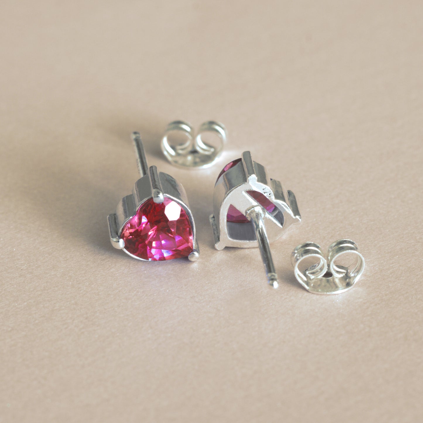 Ruby Earrings - Heart Earrings
