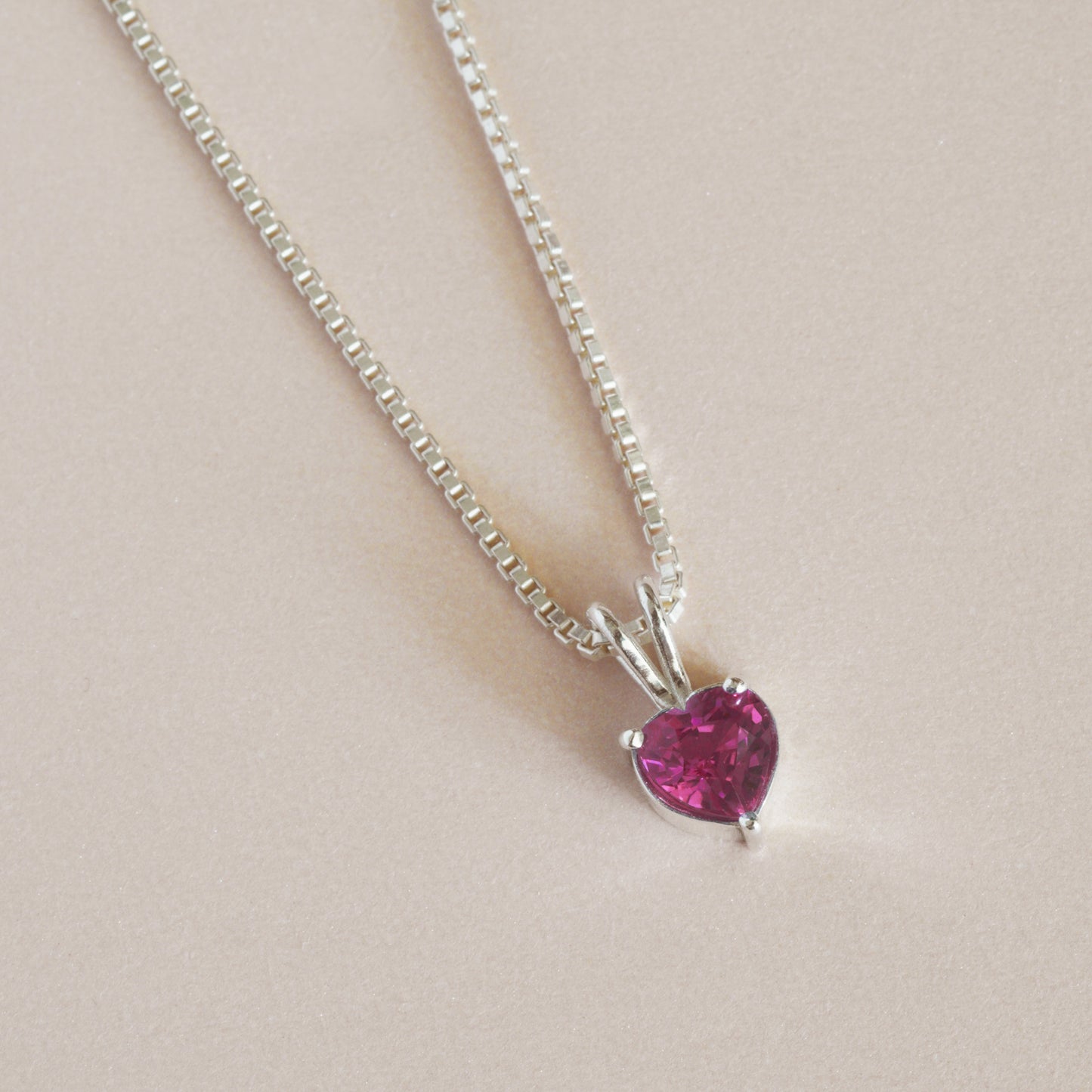 Ruby Necklace - Dainty Heart Necklace