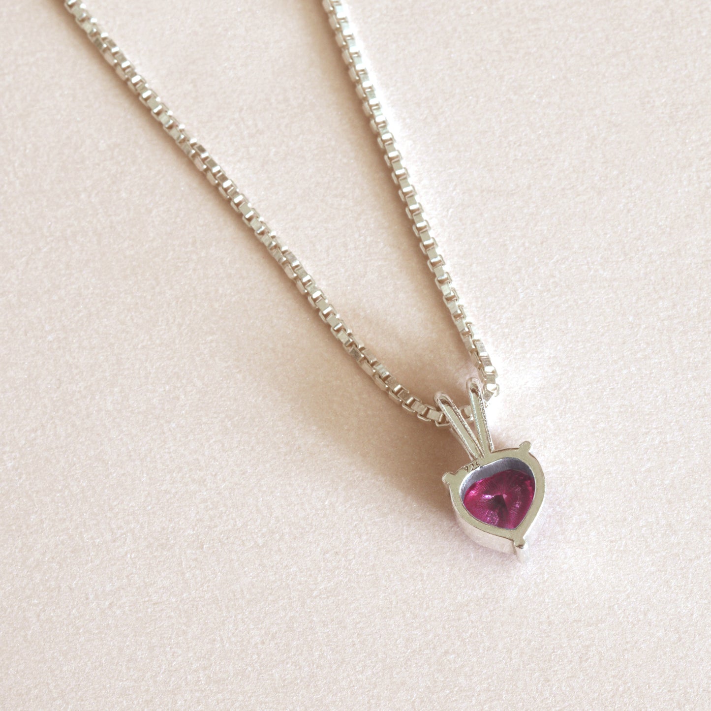 Ruby Necklace - Dainty Heart Necklace