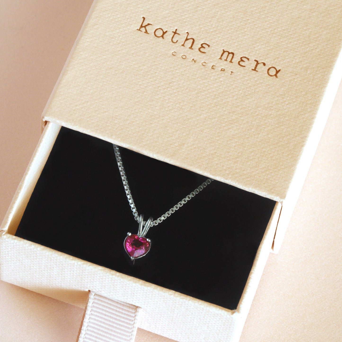 Ruby Necklace - Dainty Heart Necklace