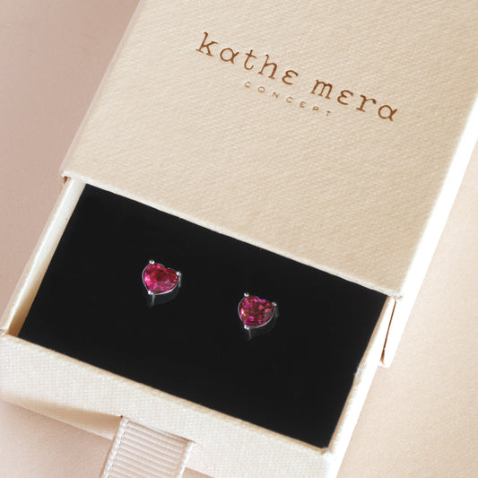 Ruby Earrings - Heart Earrings