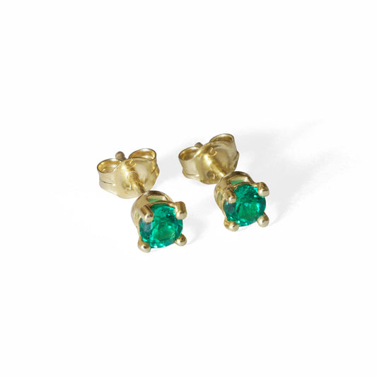 Lab Grown 4mm Emerald Stud Earrings