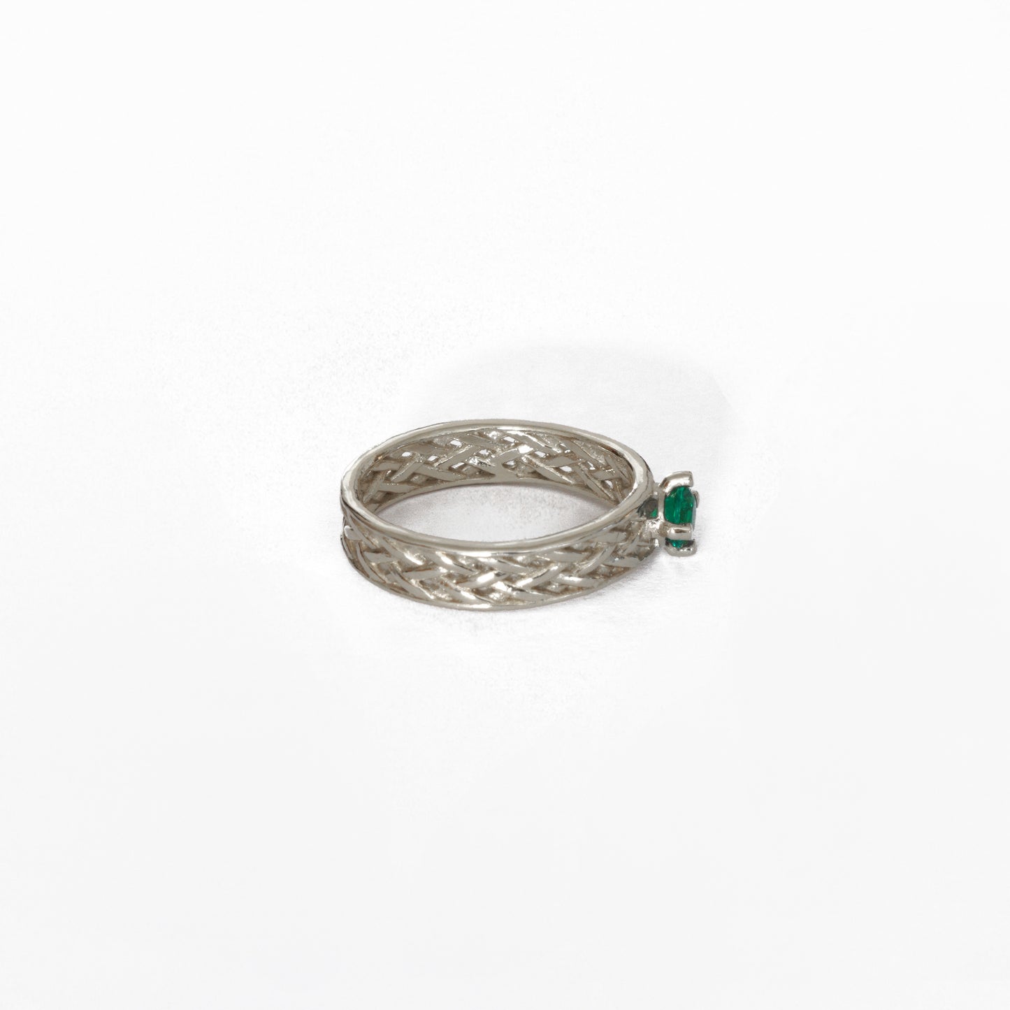 Emerald Mesh Silver Ring
