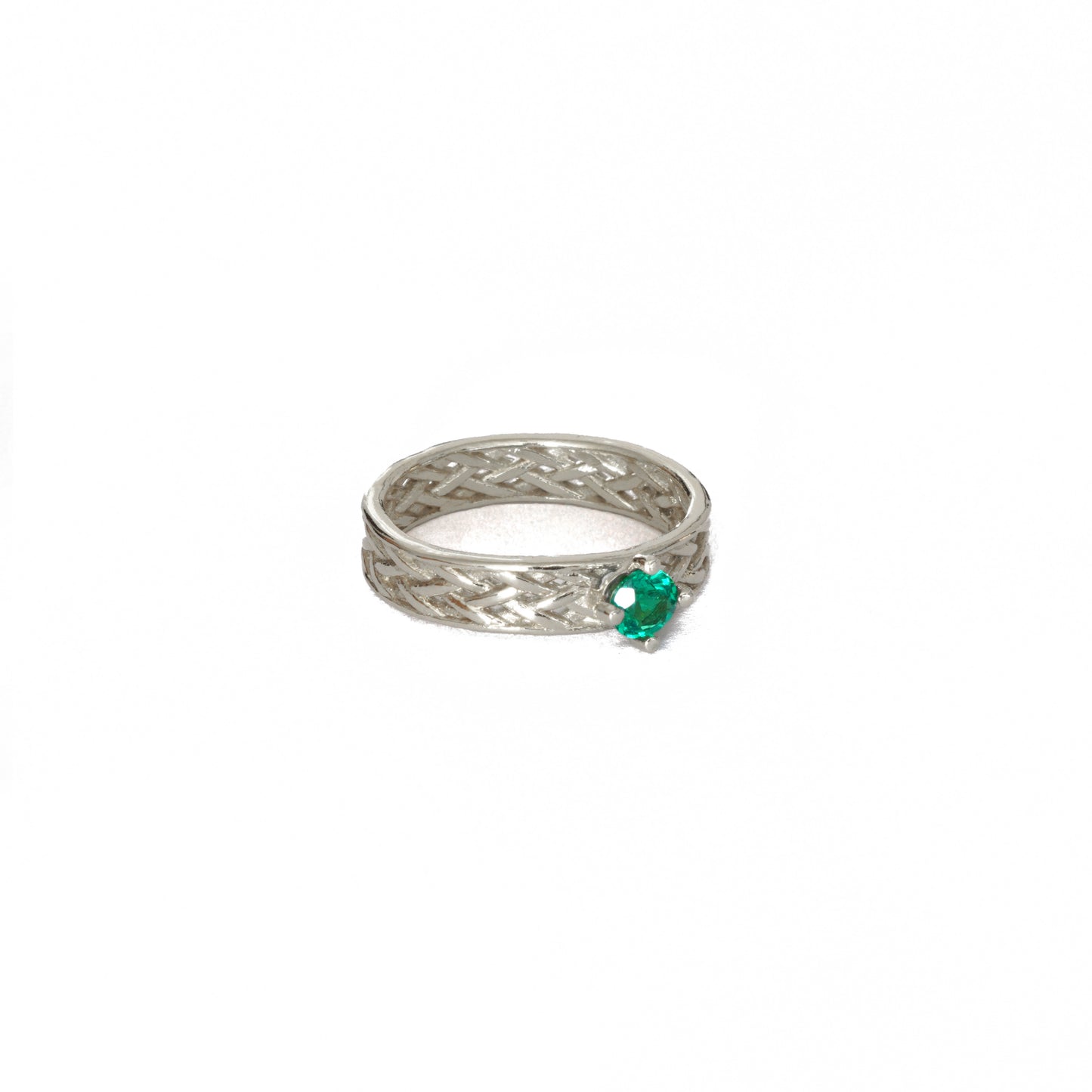 Emerald Mesh Silver Ring