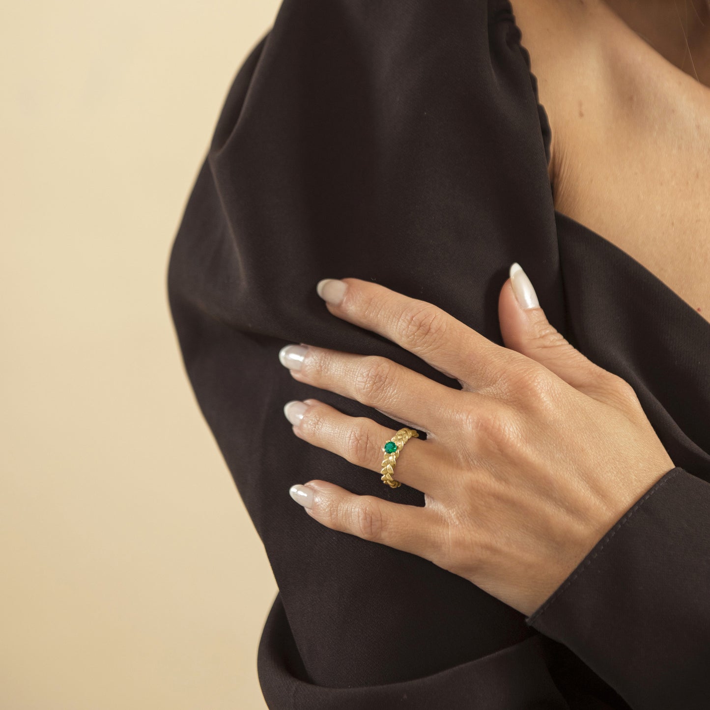 Emerald Braid Ring