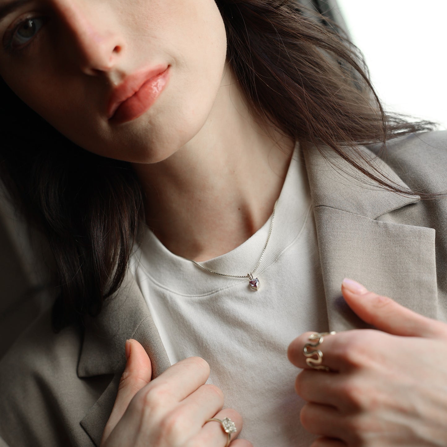 Alexandrite Necklace - Dainty Heart Necklace