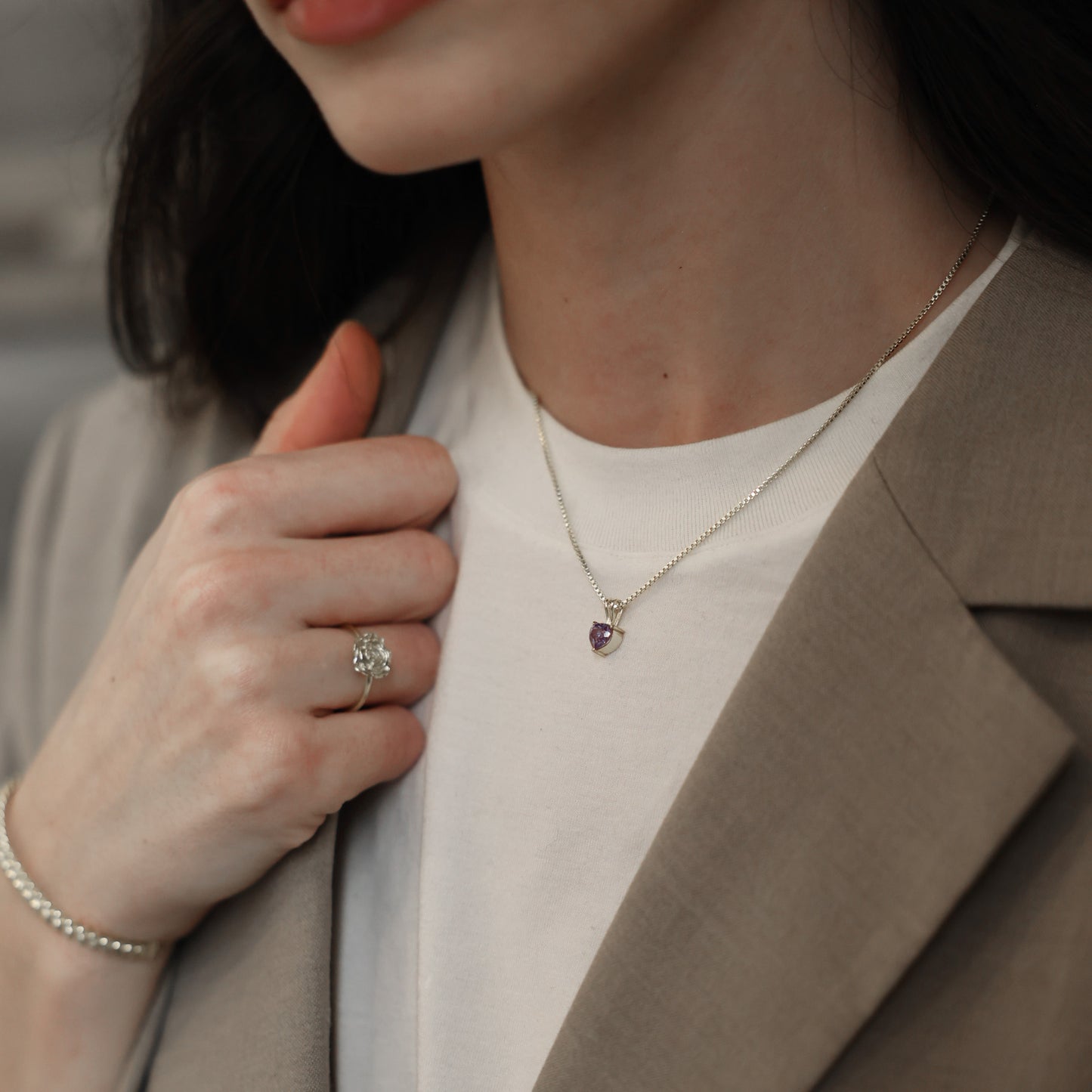Alexandrite Necklace - Dainty Heart Necklace