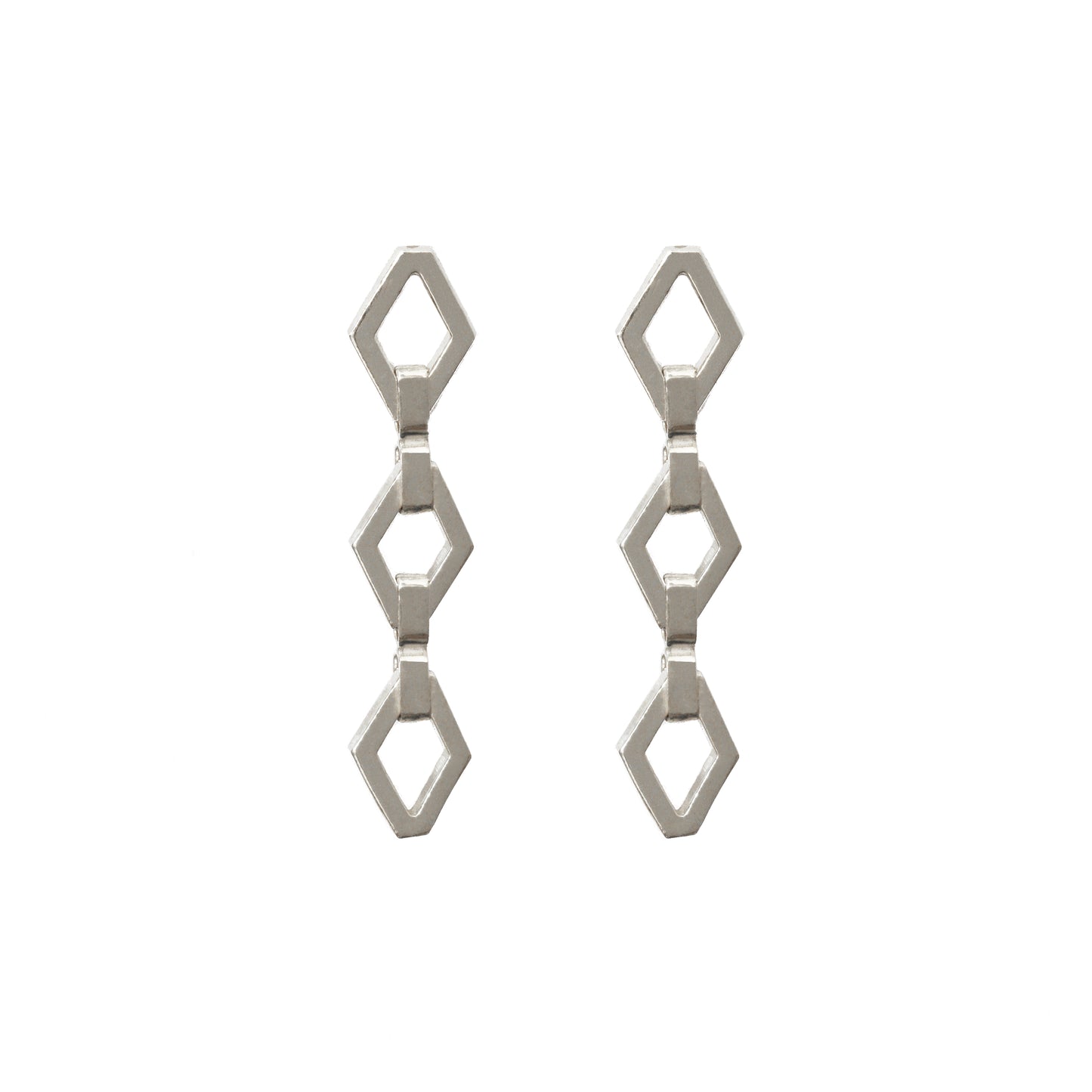 Kathe Mera Concept Triple Signature Silver Earrings - Rombus Earrings