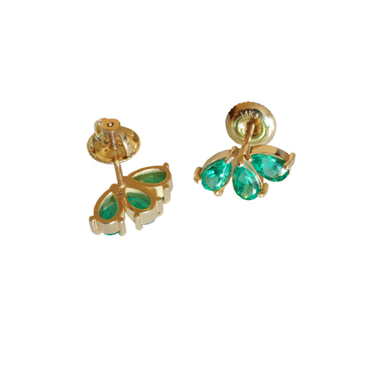 Triple Emerald Teardrop Earrings