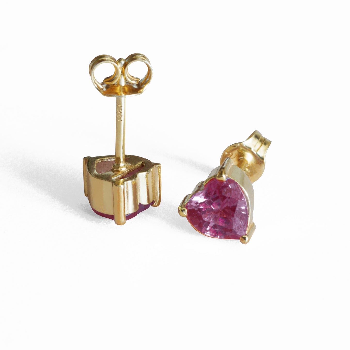 Ruby Gold Earrings - Heart Earrings