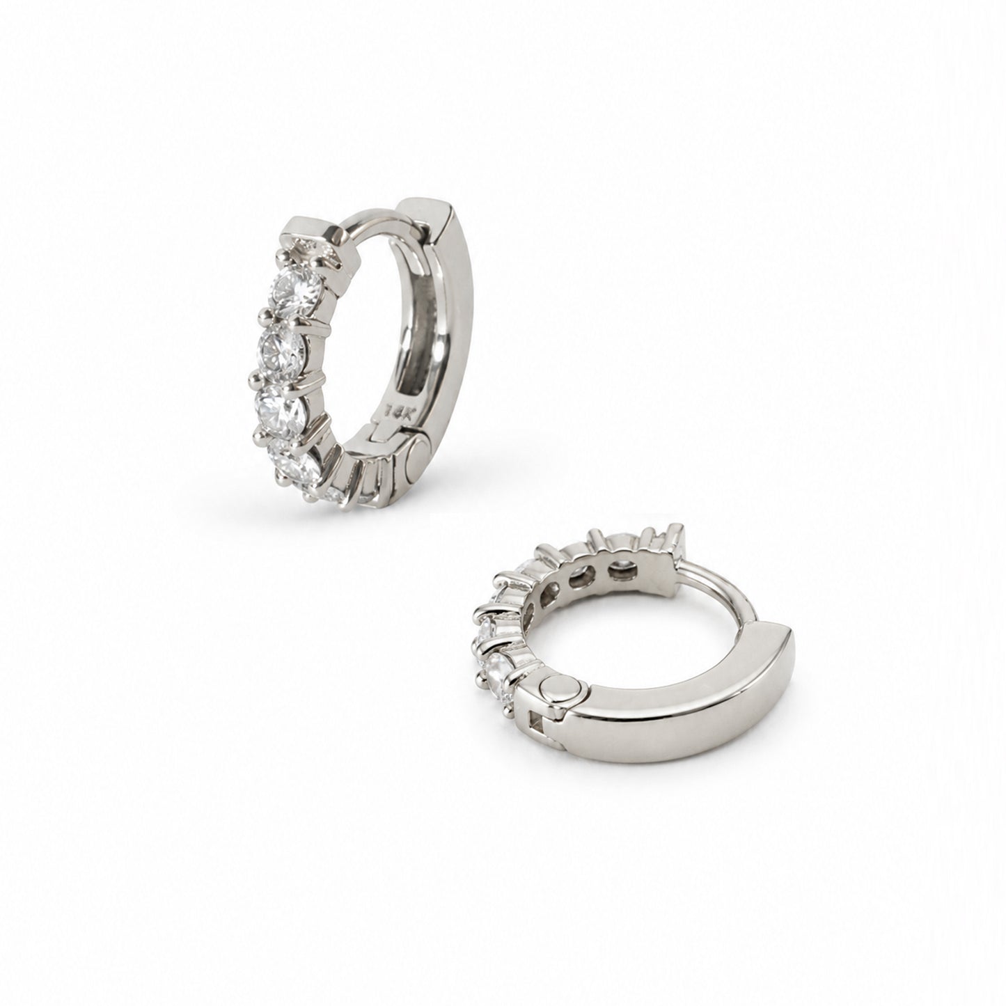 Diamond Huggie Earrings 14k White Gold