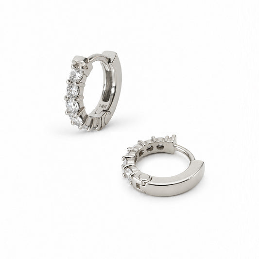 Diamond Huggie Earrings 14k White Gold