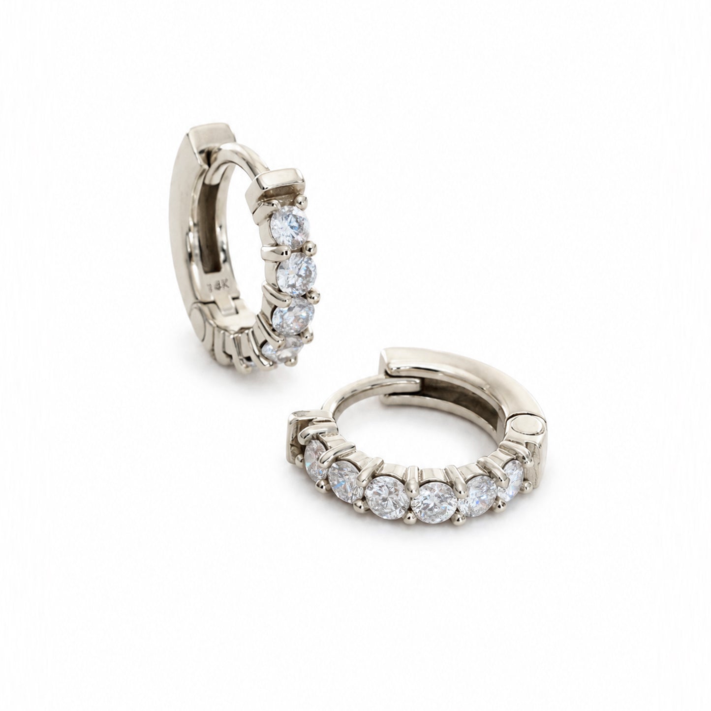 Diamond Huggie Earrings 14k White Gold