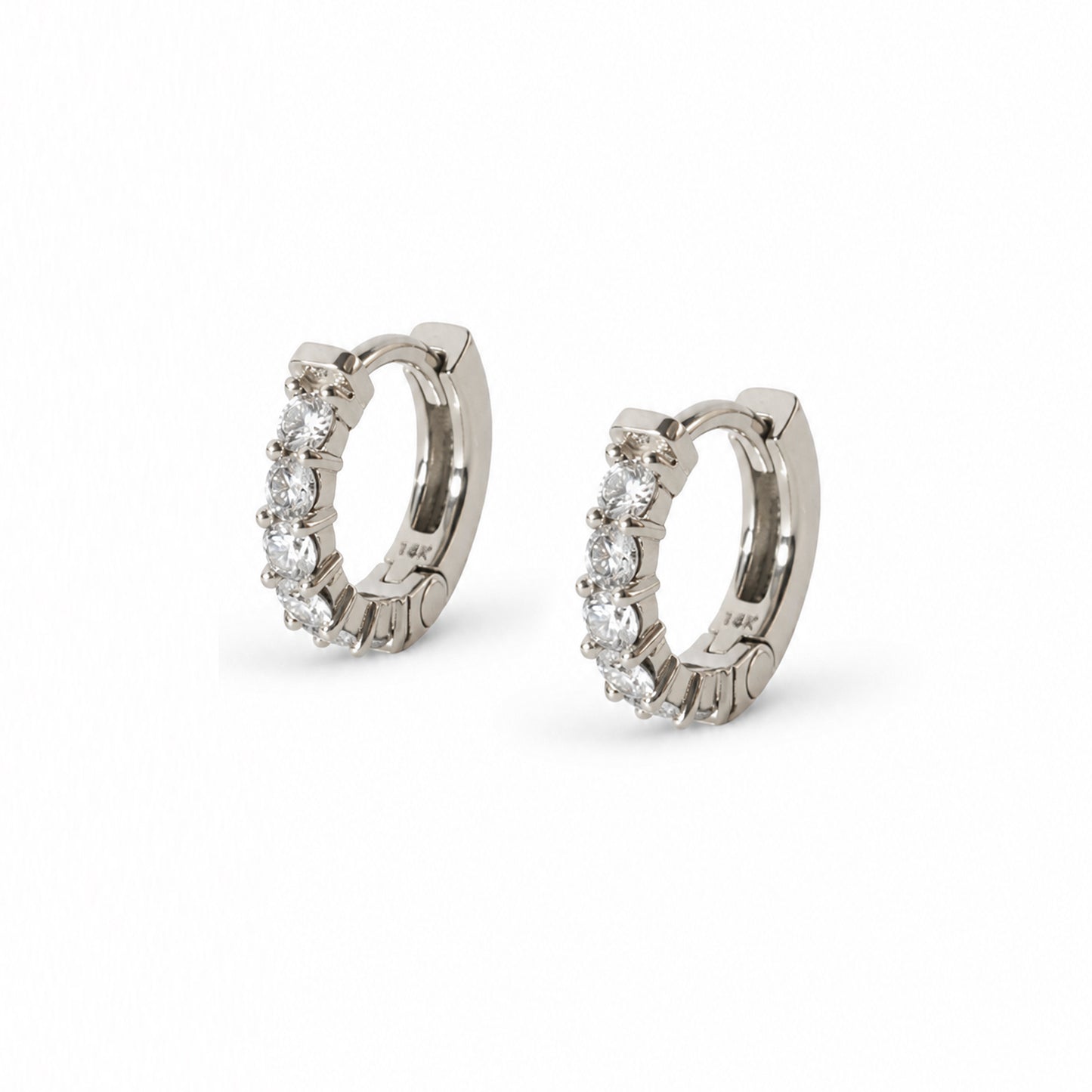 Diamond Huggie Earrings 14k White Gold
