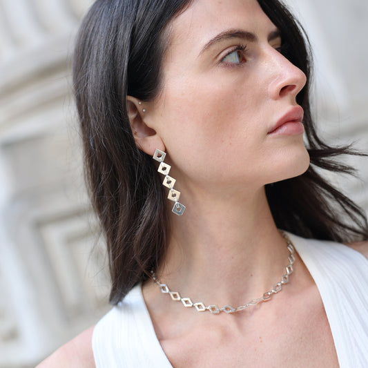Kathe Mera Concept Five Square Signature Silver Earrings