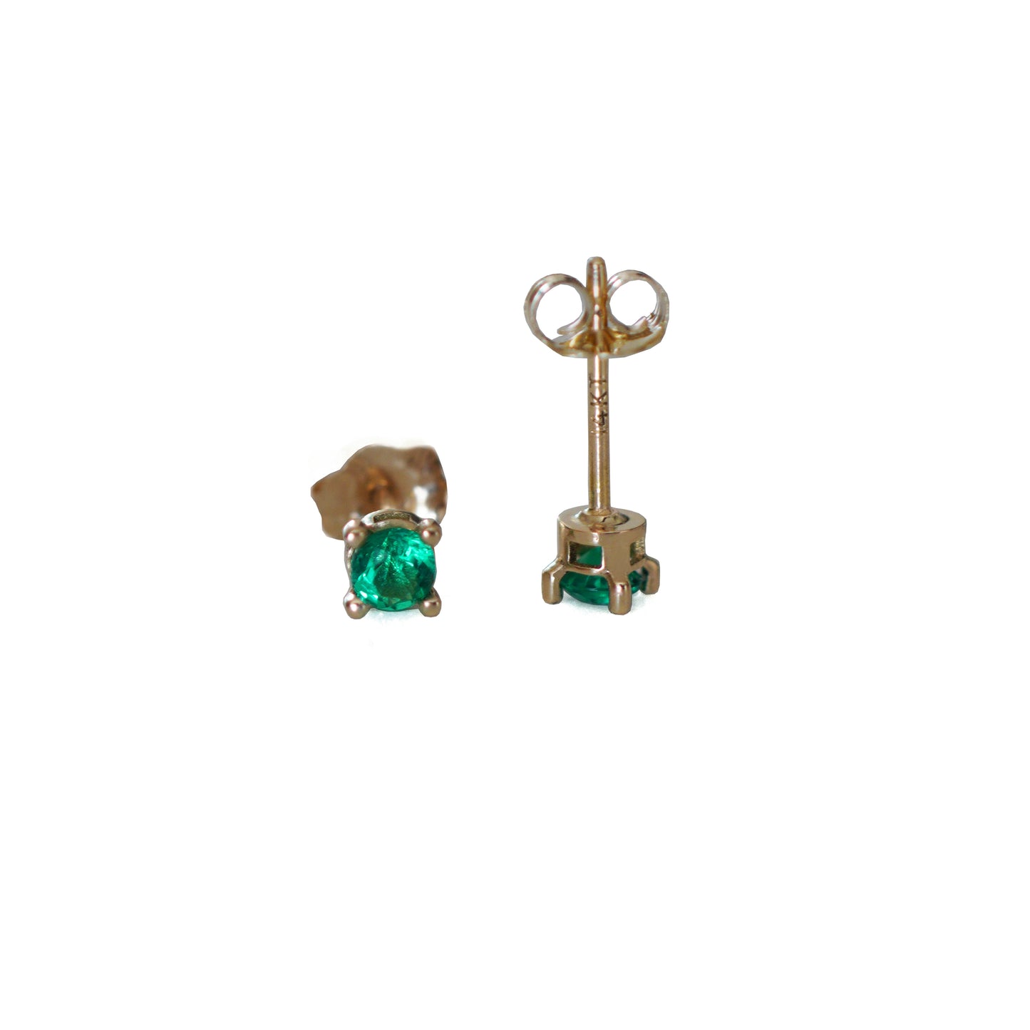 Lab Grown 3mm Emerald Stud Earrings