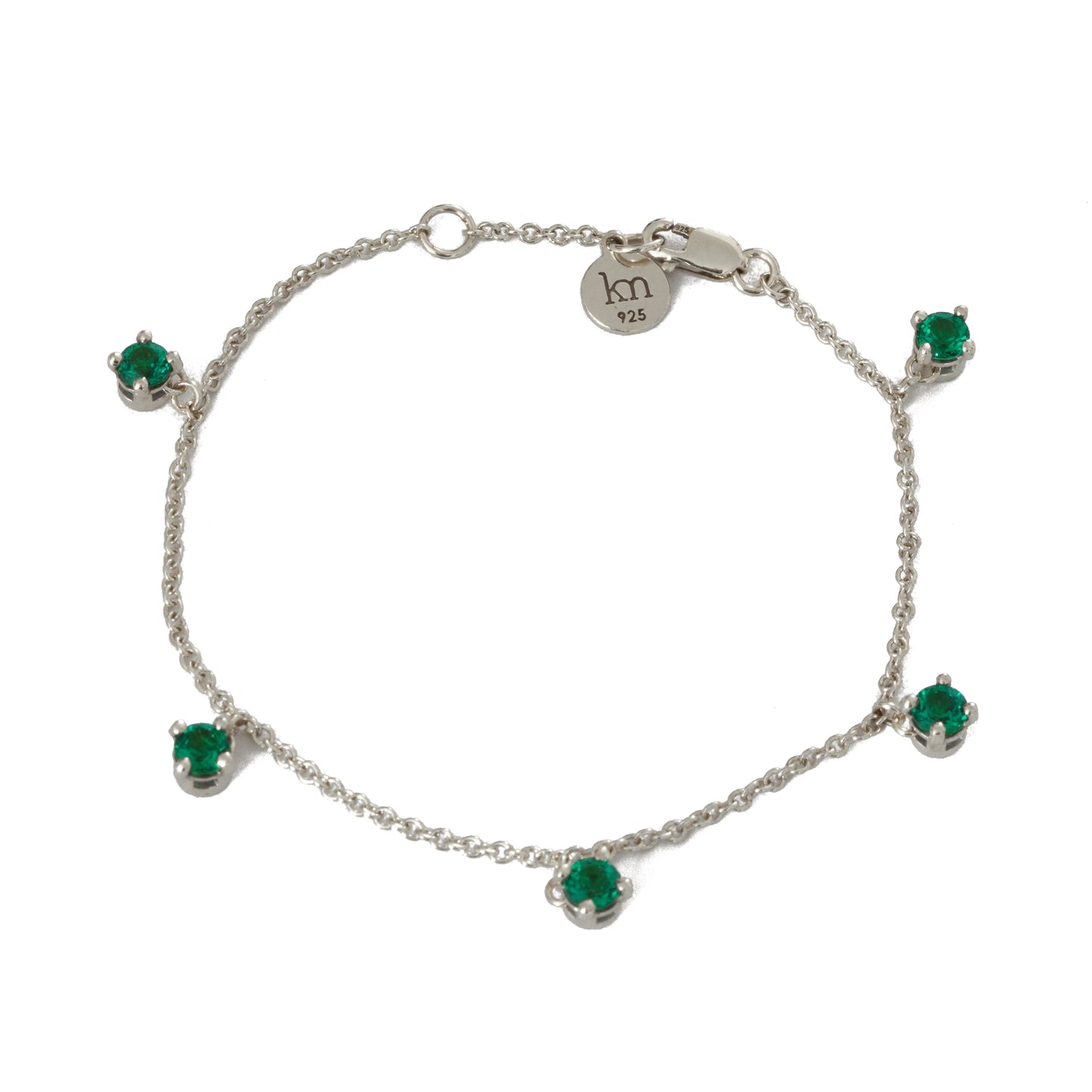 Five Emerald Silver Bracelet