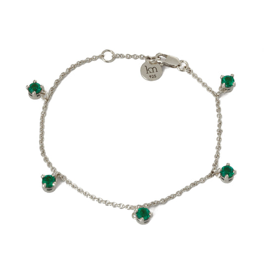 Five Emerald Silver Bracelet