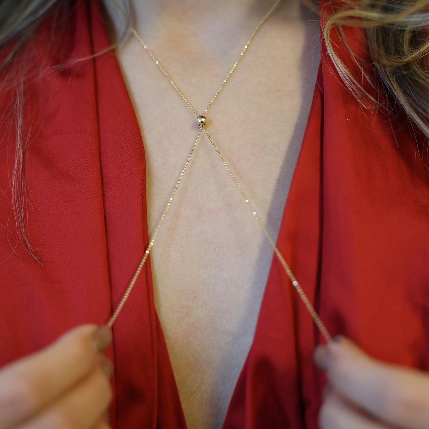 Diamond Cut Bead Necklace with 6 Front Diamonds