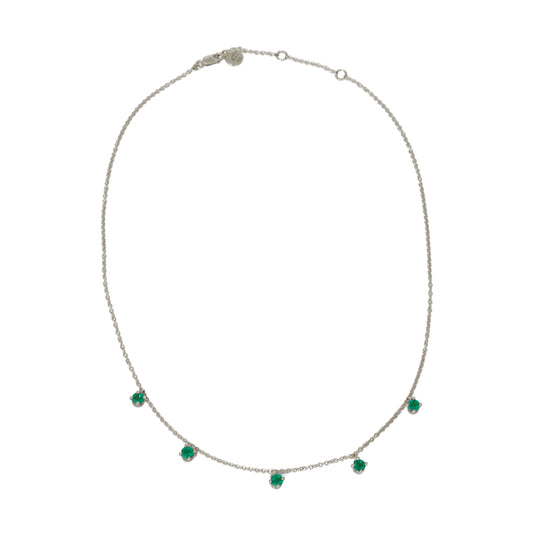 Five Emerald Silver Necklace