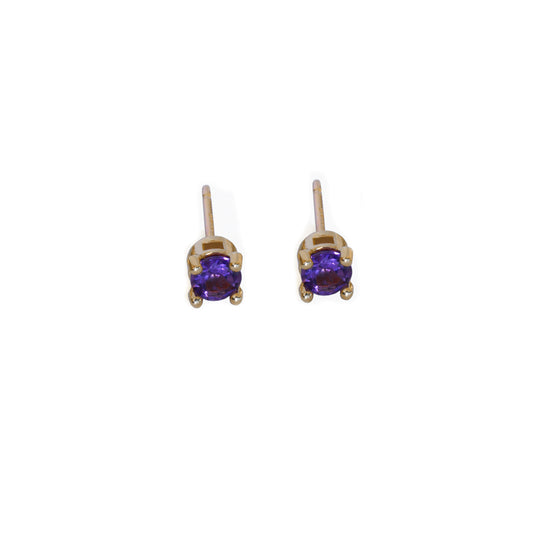 Natural 4mm Amethyst Stud Earrings