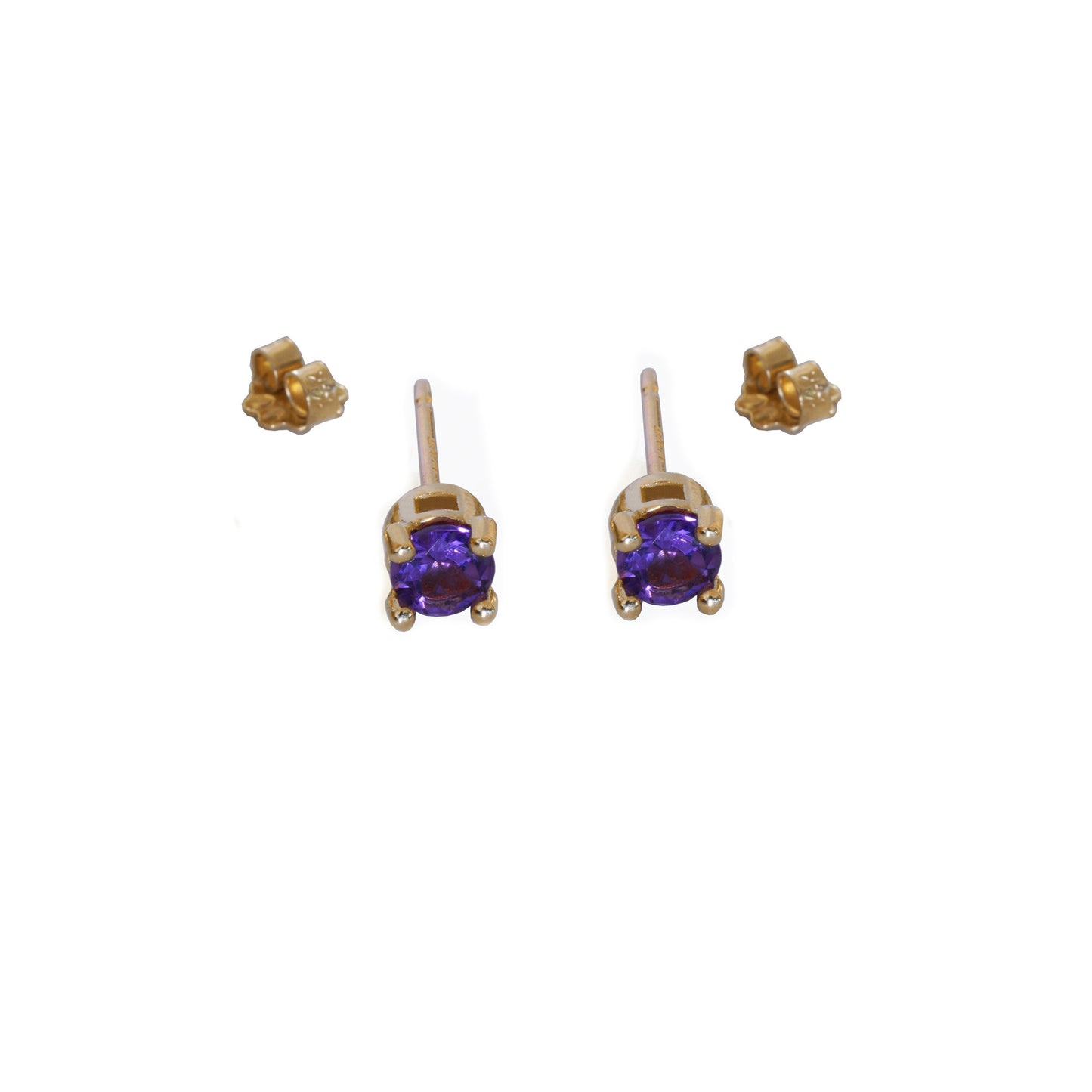 Natural 4mm Amethyst Stud Earrings