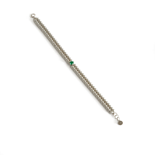 Emerald Beads Silver Bracelet