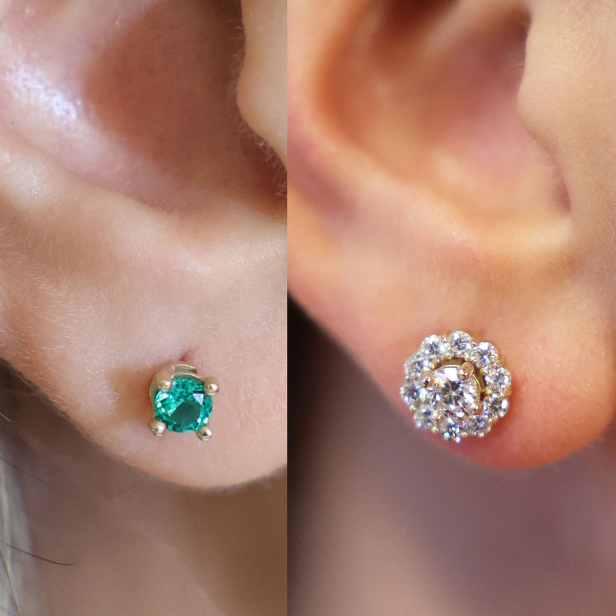Bundle: Lab Grown Diamonds, Emeralds, Rubies, Amethysts Studs With Jackets