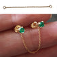 Lab Grown 3mm Emerald Stud Earrings With Chains