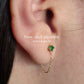 Lab Grown 3mm Emerald Stud Earrings With Chains