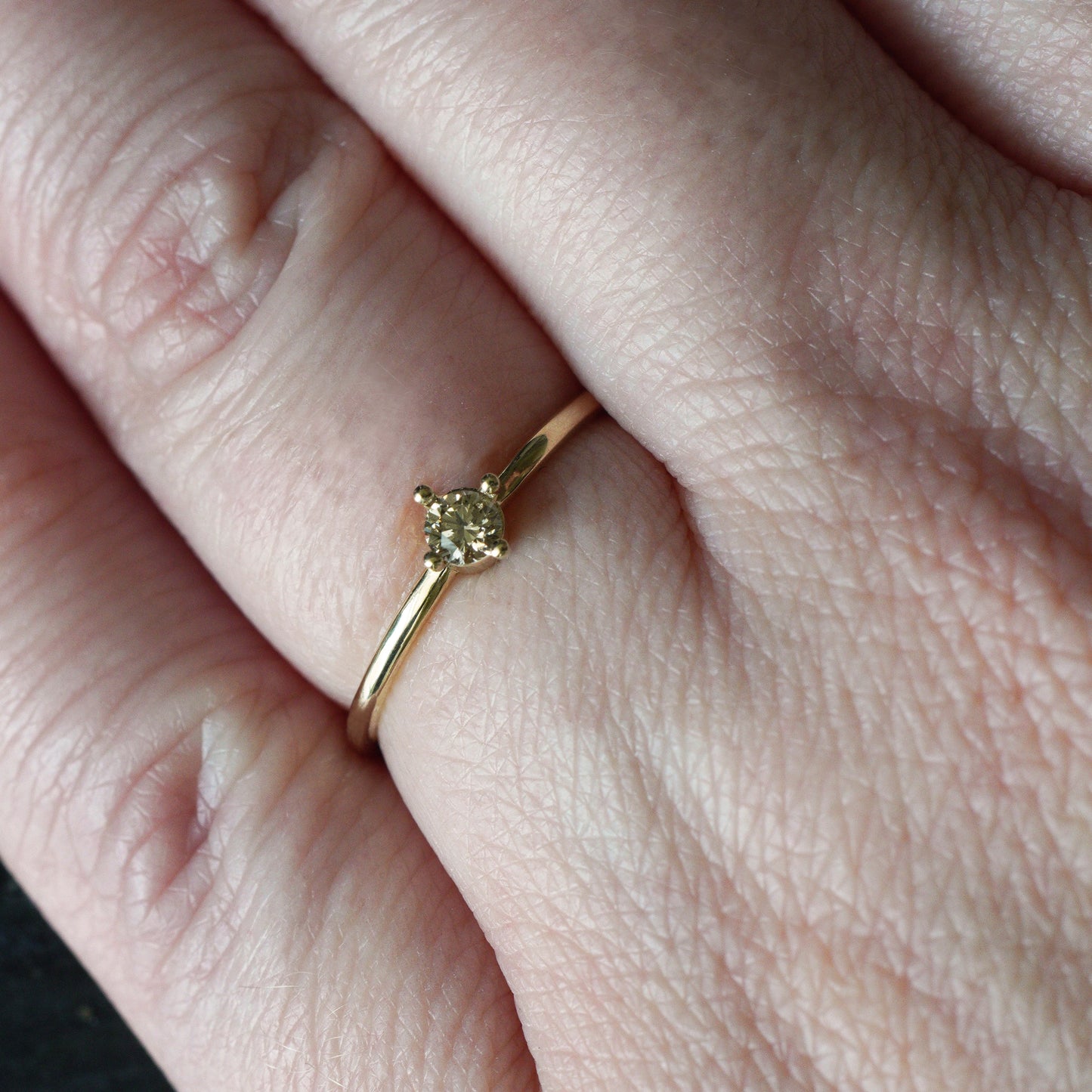 Diamond, Emerald, Champaign Diamond Round Ring