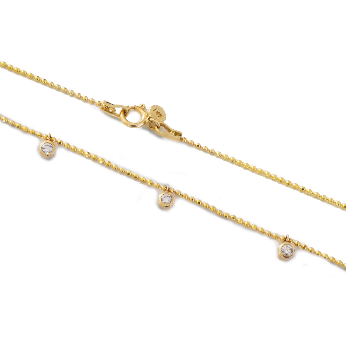 Choker Diamond Cut Bead Necklace with 6 Front Diamonds