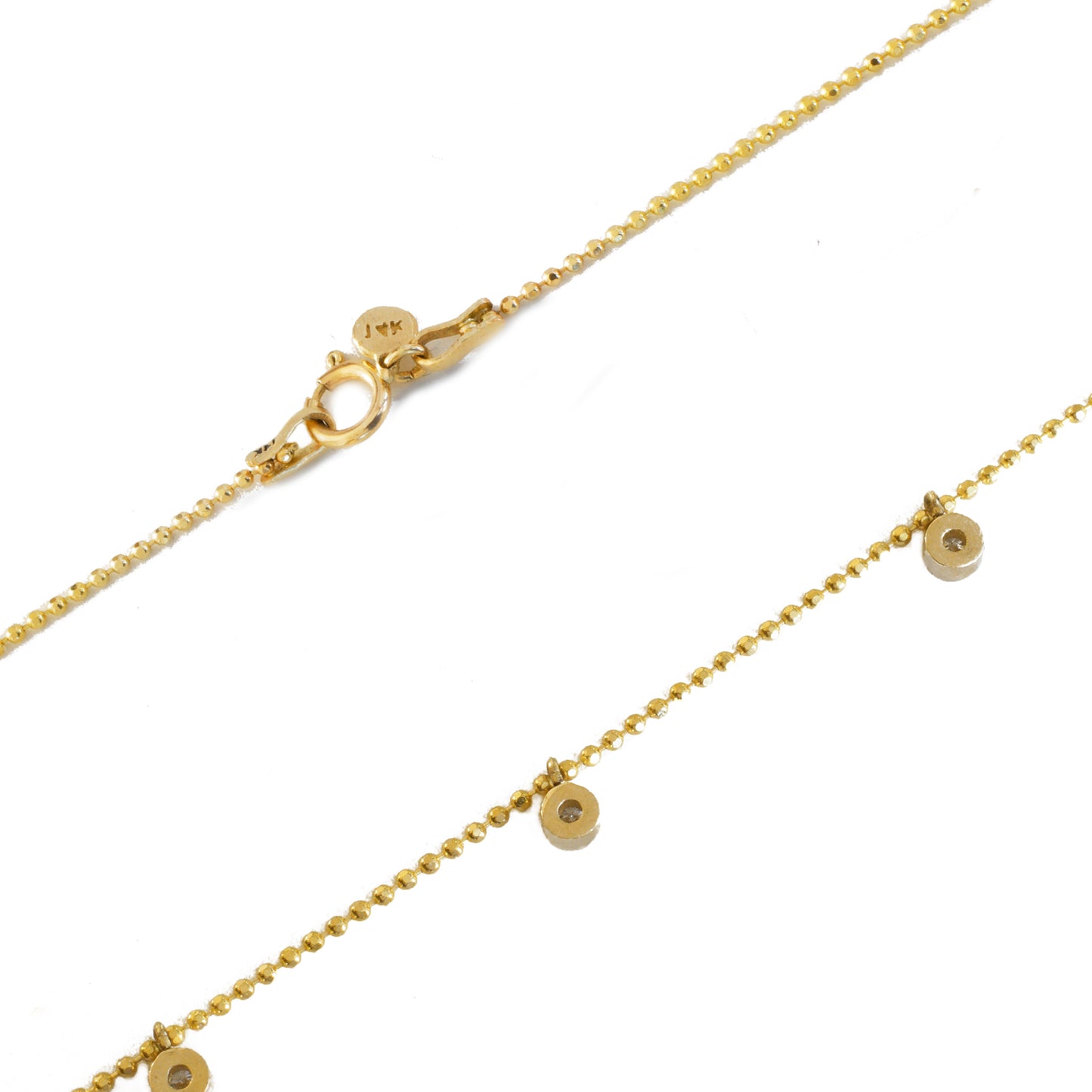 Choker Diamond Cut Bead Necklace with 6 Front Diamonds