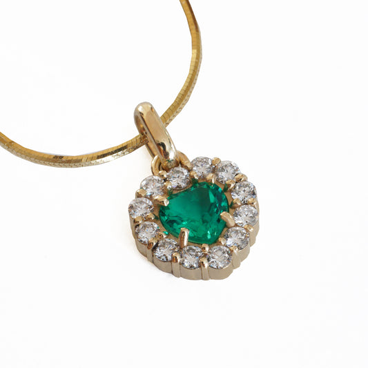 Emerald Heart With Diamond Halo Charm