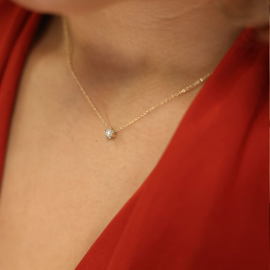 Diamond Solitaire 14k Gold Necklace