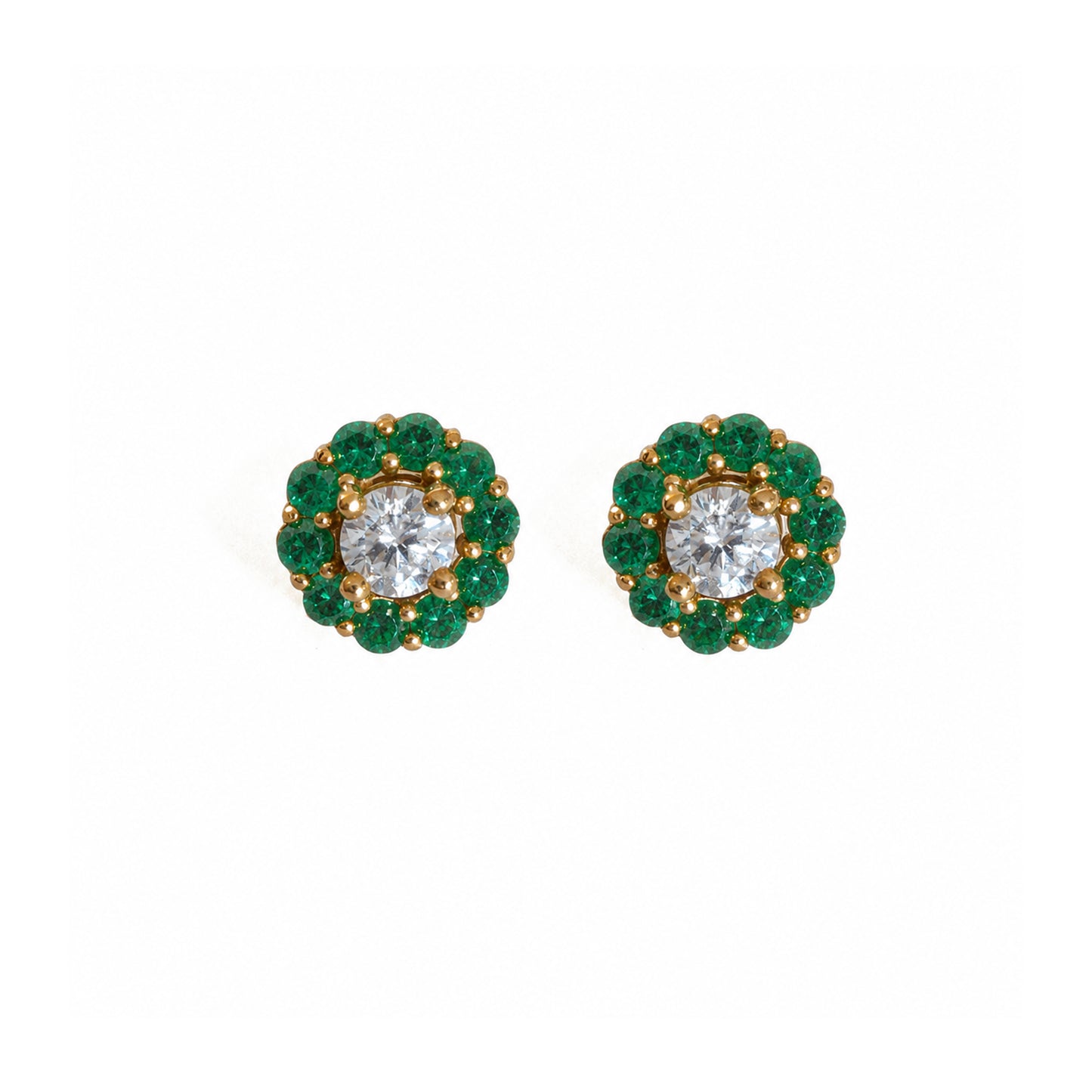 Bundle: Lab Grown Diamonds or Emeralds Studs With Emerald Jackets