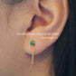 Lab Grown 3mm Emerald Stud Earrings With Chains