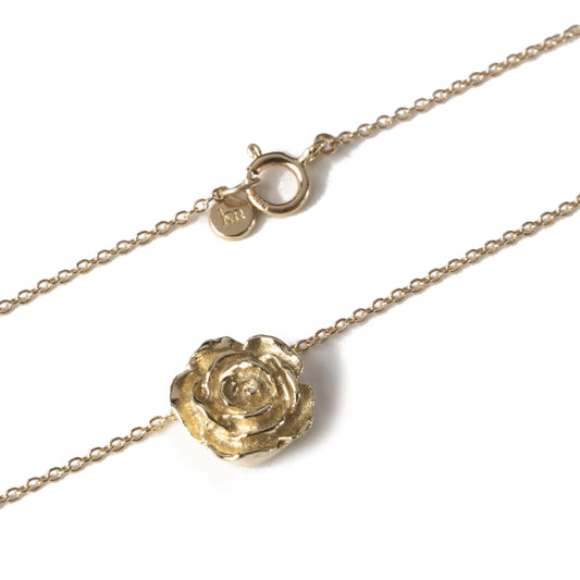 Solid Gold Mini Rose Necklace