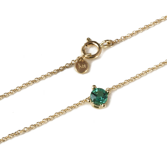 Emerald Solitaire 14k Gold Necklace