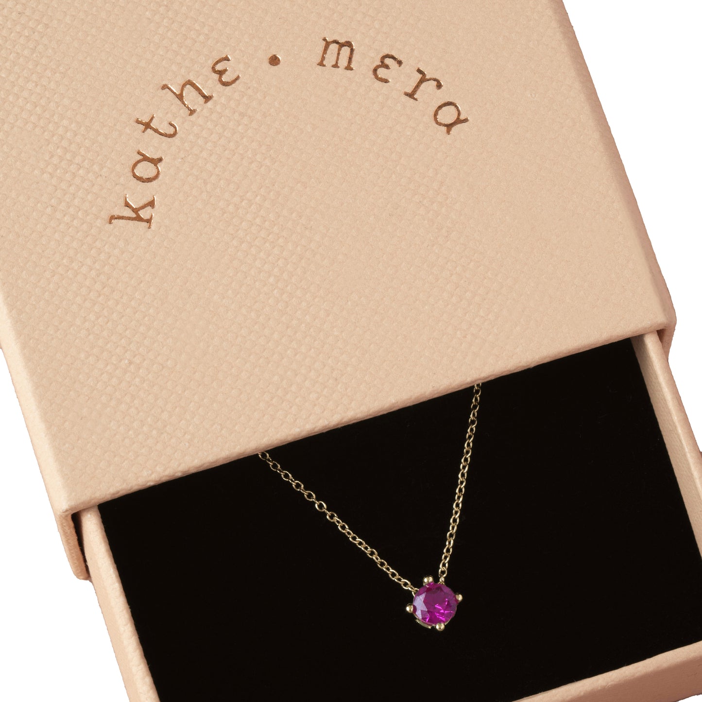 Ruby Solitaire 14k Gold Necklace