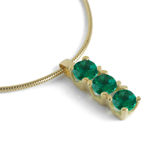 Triple Emerald Vertical Necklace